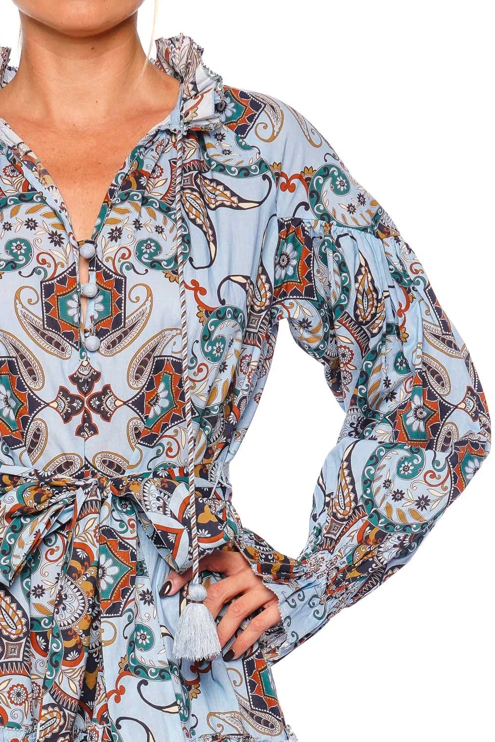 Poppy Blue Vintage Paisley Mini Dress