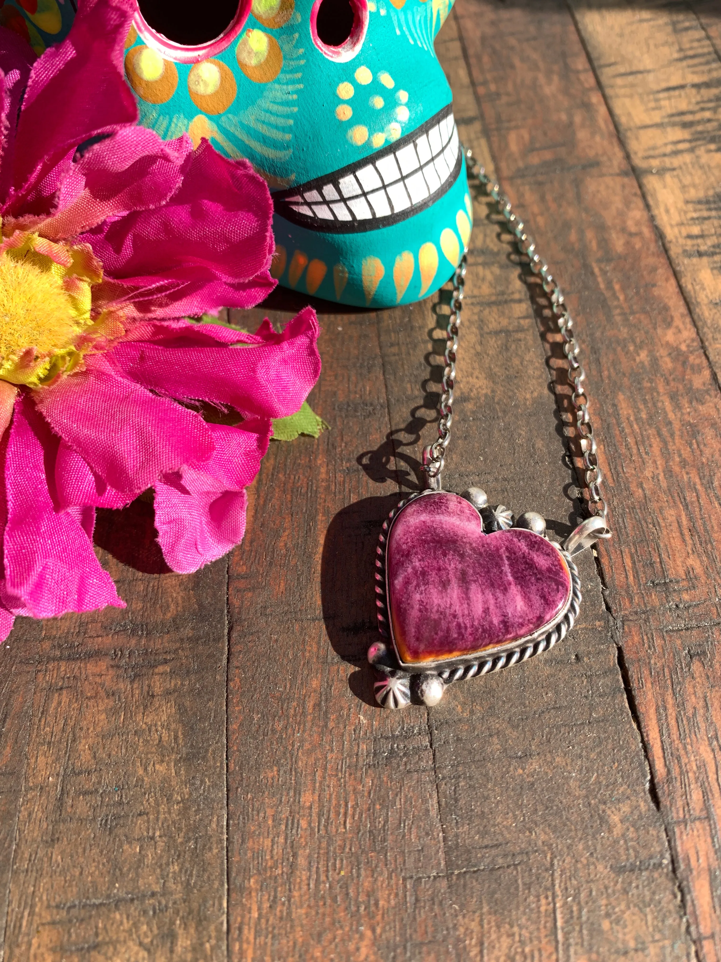 Purple Spiny Heart Necklace #4