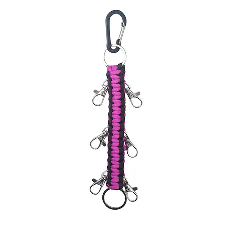 Purple/Black NGIL Paracord Cheer Hairbow Holder for Backpack, Dance Team Hairbow Keychain with Carabiner