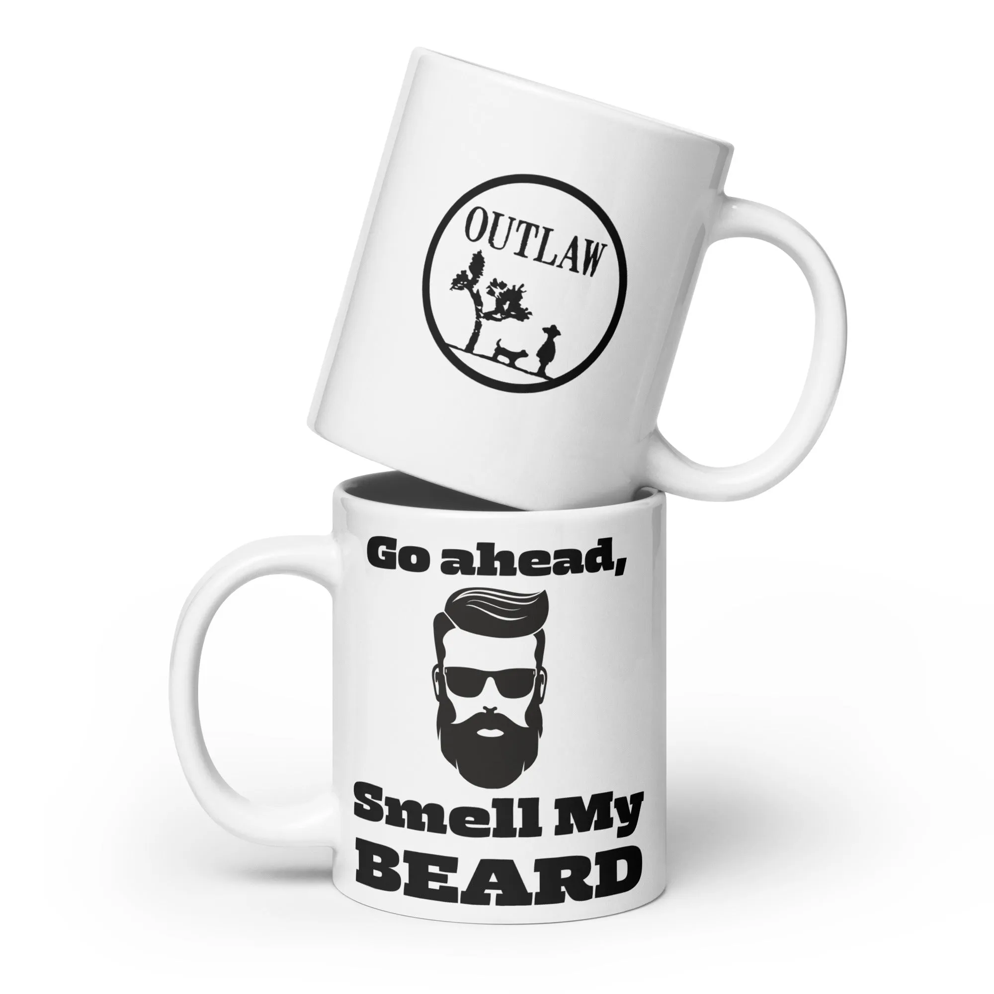 "Go Ahead, Smell My Beard" White Glossy Mug