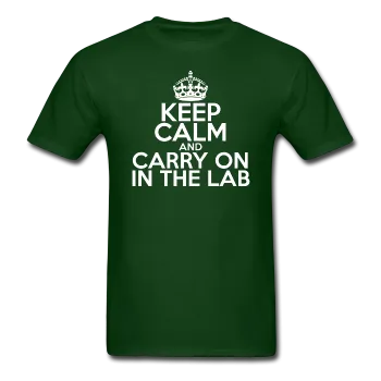 "Keep Calm and Carry On in the Lab" (white) - Men's T-Shirt