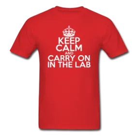 "Keep Calm and Carry On in the Lab" (white) - Men's T-Shirt