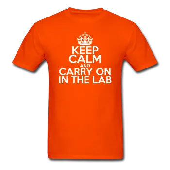 "Keep Calm and Carry On in the Lab" (white) - Men's T-Shirt