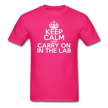 "Keep Calm and Carry On in the Lab" (white) - Men's T-Shirt