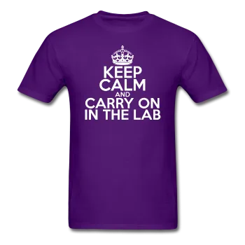 "Keep Calm and Carry On in the Lab" (white) - Men's T-Shirt