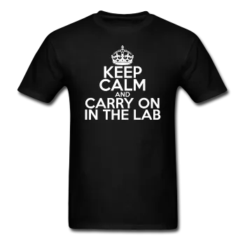 "Keep Calm and Carry On in the Lab" (white) - Men's T-Shirt