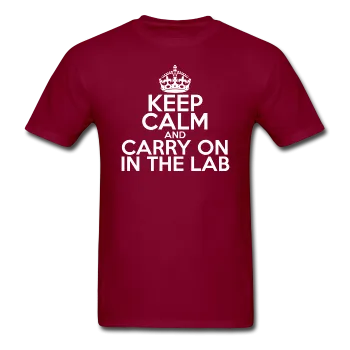 "Keep Calm and Carry On in the Lab" (white) - Men's T-Shirt