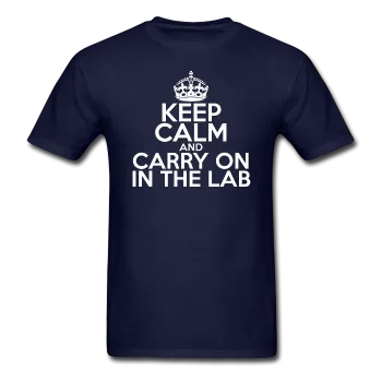 "Keep Calm and Carry On in the Lab" (white) - Men's T-Shirt