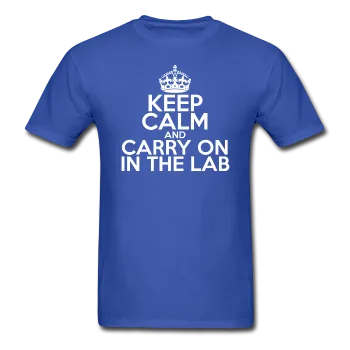 "Keep Calm and Carry On in the Lab" (white) - Men's T-Shirt