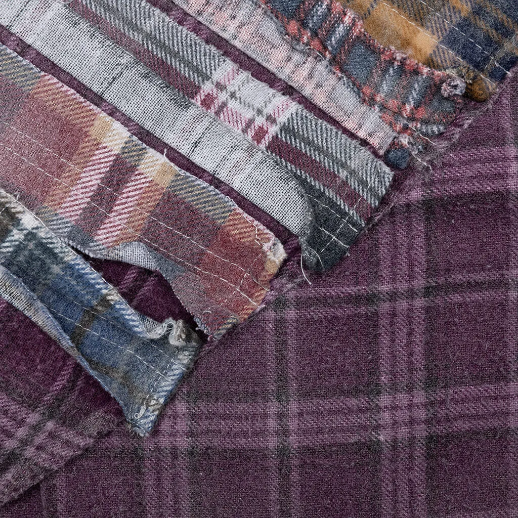 Rebuild Flannel Ribbon Shirt / Reflection - Purple Plaid