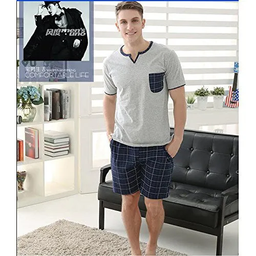 REDSWAN MEN'S SLEEPWEAR LOUNGE SET 100% COTTON PAJAMA SHORT SET (XXL)