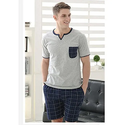 REDSWAN MEN'S SLEEPWEAR LOUNGE SET 100% COTTON PAJAMA SHORT SET (XXL)