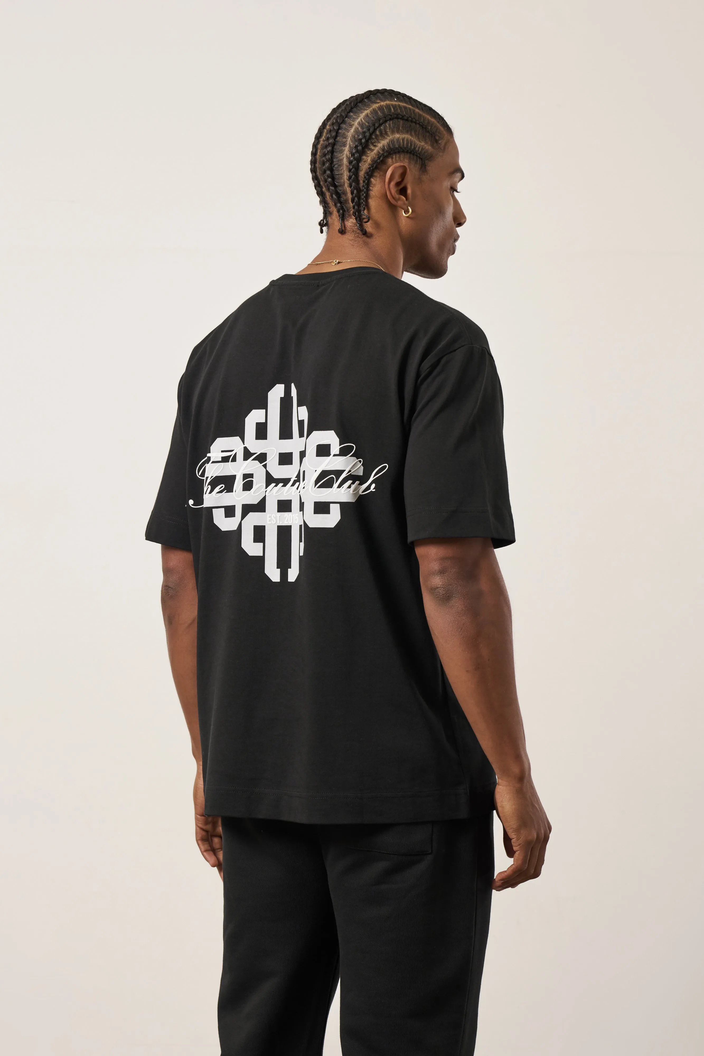 REPEAT EMBLEM SCRIPT RELAXED T-SHIRT - BLACK