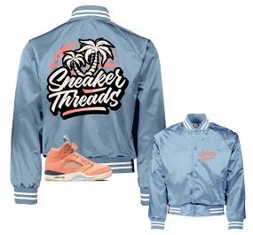 Retro 5 Crimson Bliss Satin Jacket - ST Palms - Light BLue