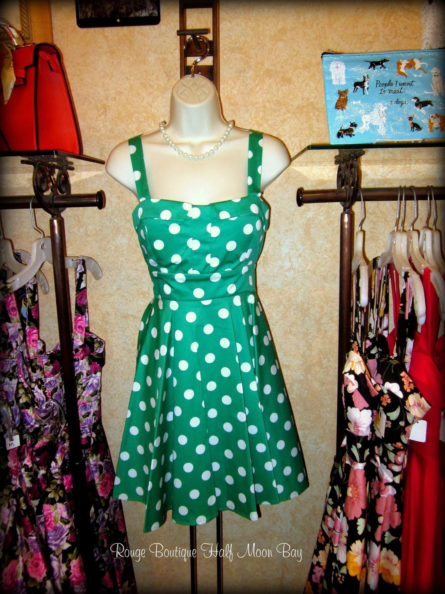 Retro Tie-back polka-dot dress (short)