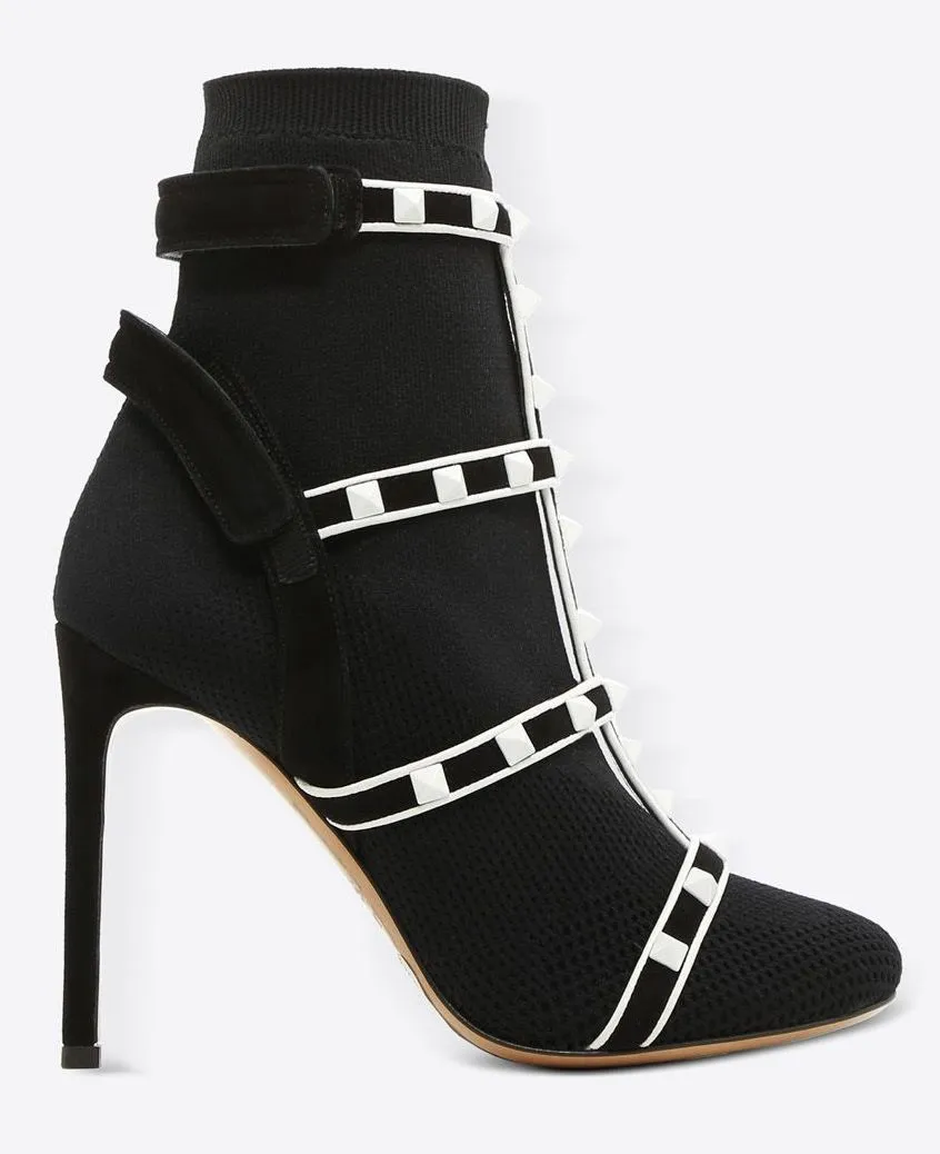 'Rockstud' Ankle Boots - Black, Red, Green