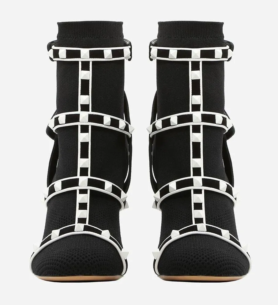 'Rockstud' Ankle Boots - Black, Red, Green