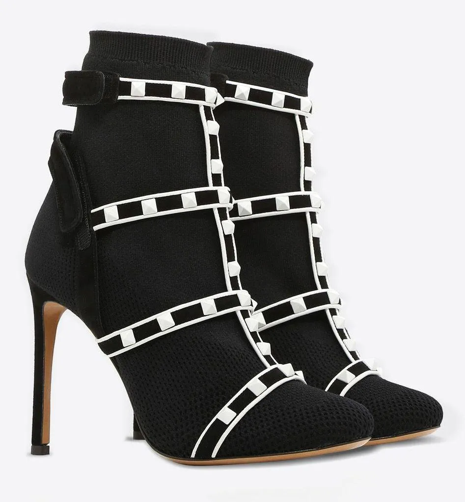 'Rockstud' Ankle Boots - Black, Red, Green