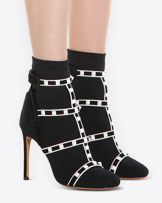 'Rockstud' Ankle Boots - Black, Red, Green