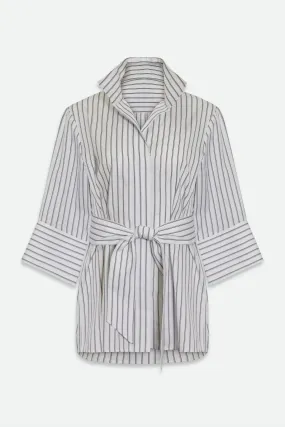 SCARLETT BLOUSE IN ITALIAN COTTON BLACK & WHITE STRIPE