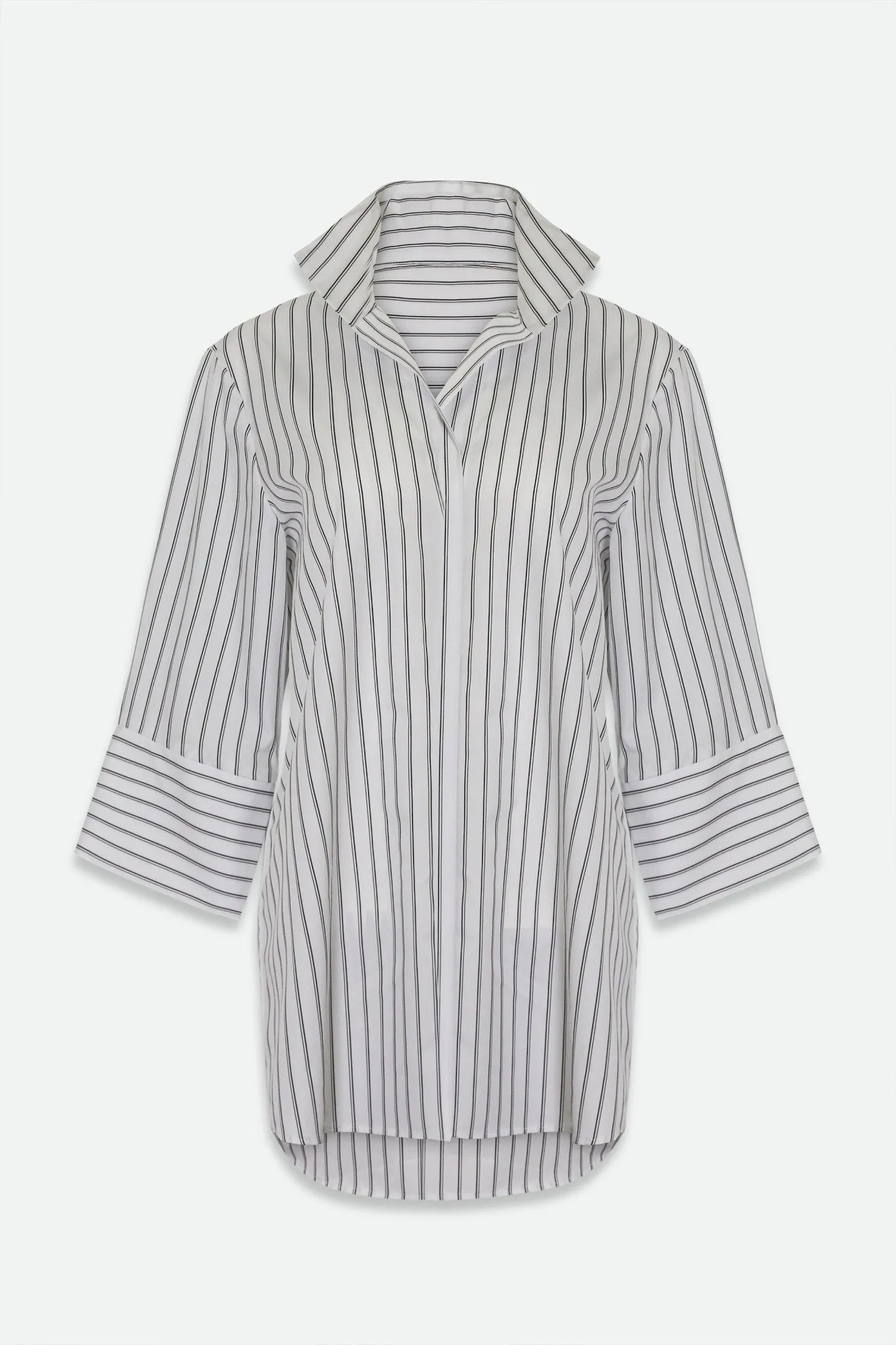 SCARLETT BLOUSE IN ITALIAN COTTON BLACK & WHITE STRIPE