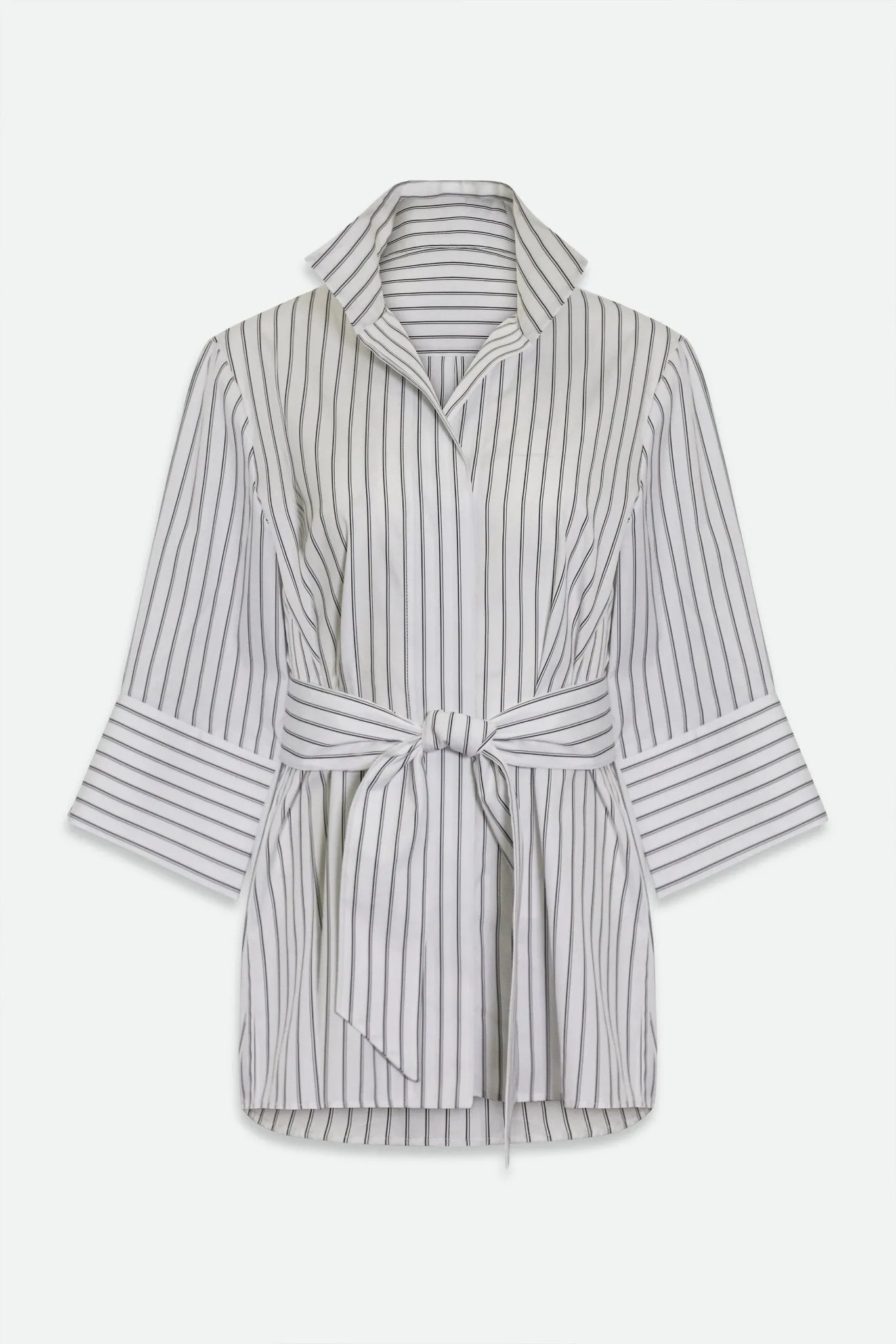 SCARLETT BLOUSE IN ITALIAN COTTON BLACK & WHITE STRIPE