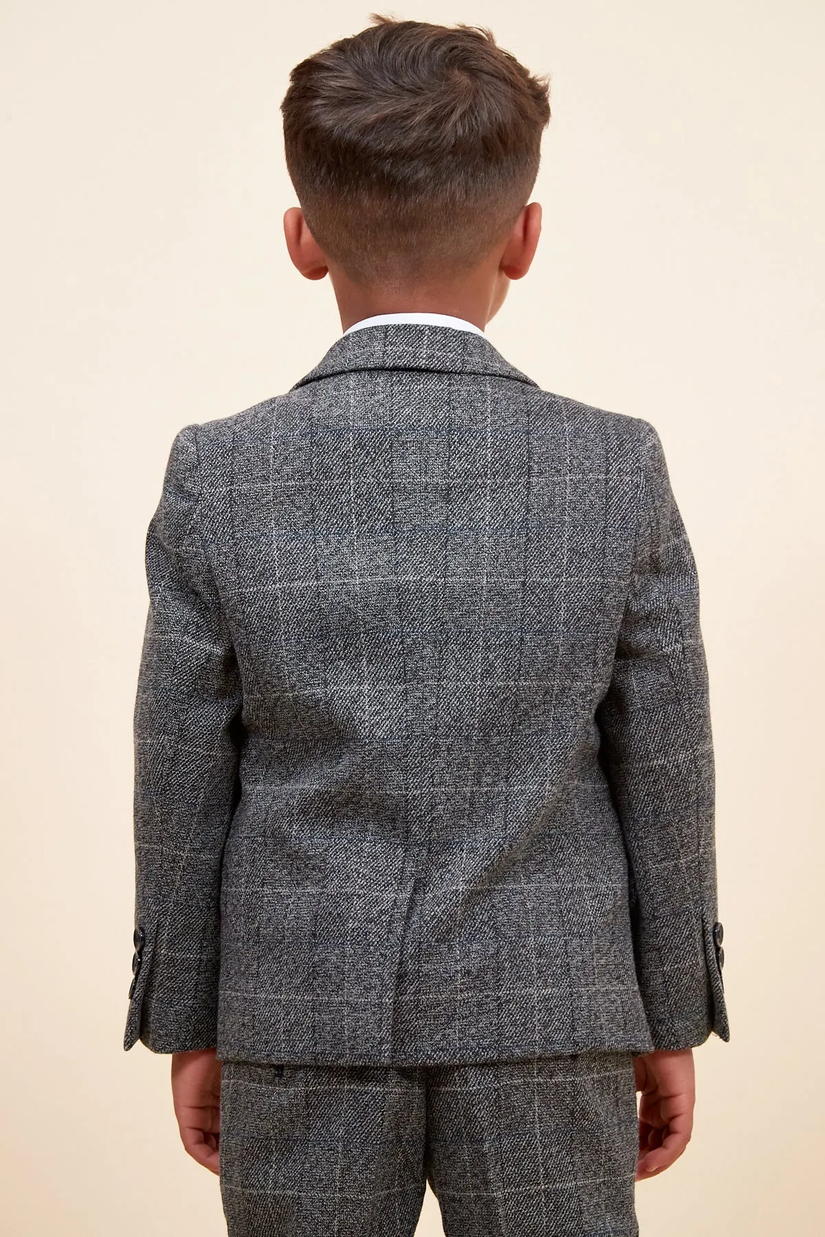 SCOTT - Childrens Grey Check Three Piece Suit