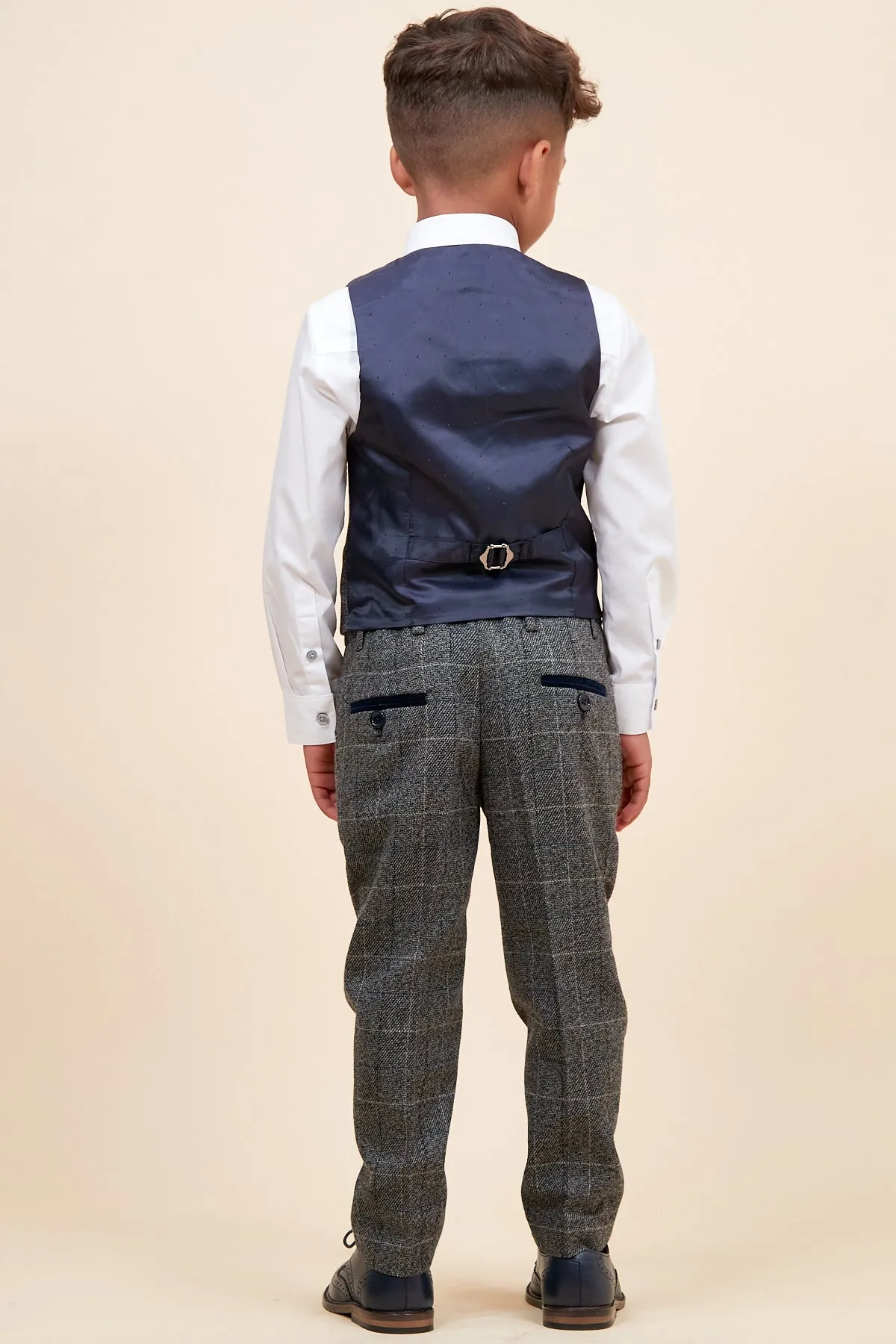 SCOTT - Childrens Grey Check Three Piece Suit