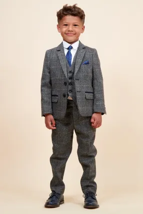 SCOTT - Childrens Grey Check Three Piece Suit