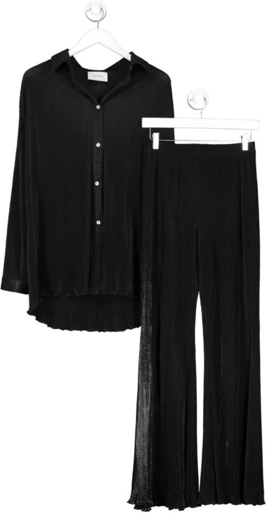 Sleeper Black Plisse Origami Pyjama Set UK S