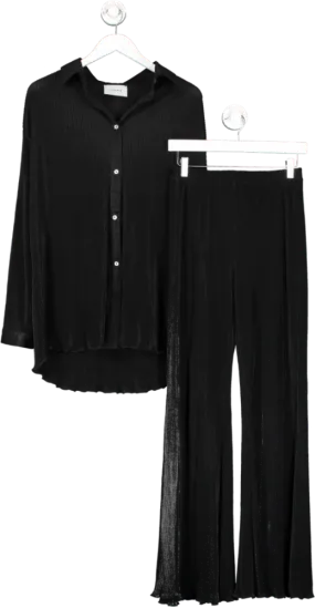 Sleeper Black Plisse Origami Pyjama Set UK S