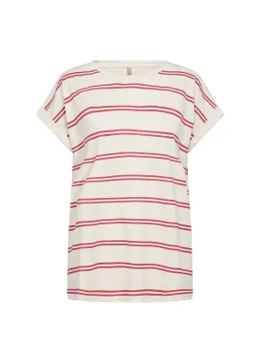 Soya Concept Stripe Cotton T-Shirt Berry Ivory