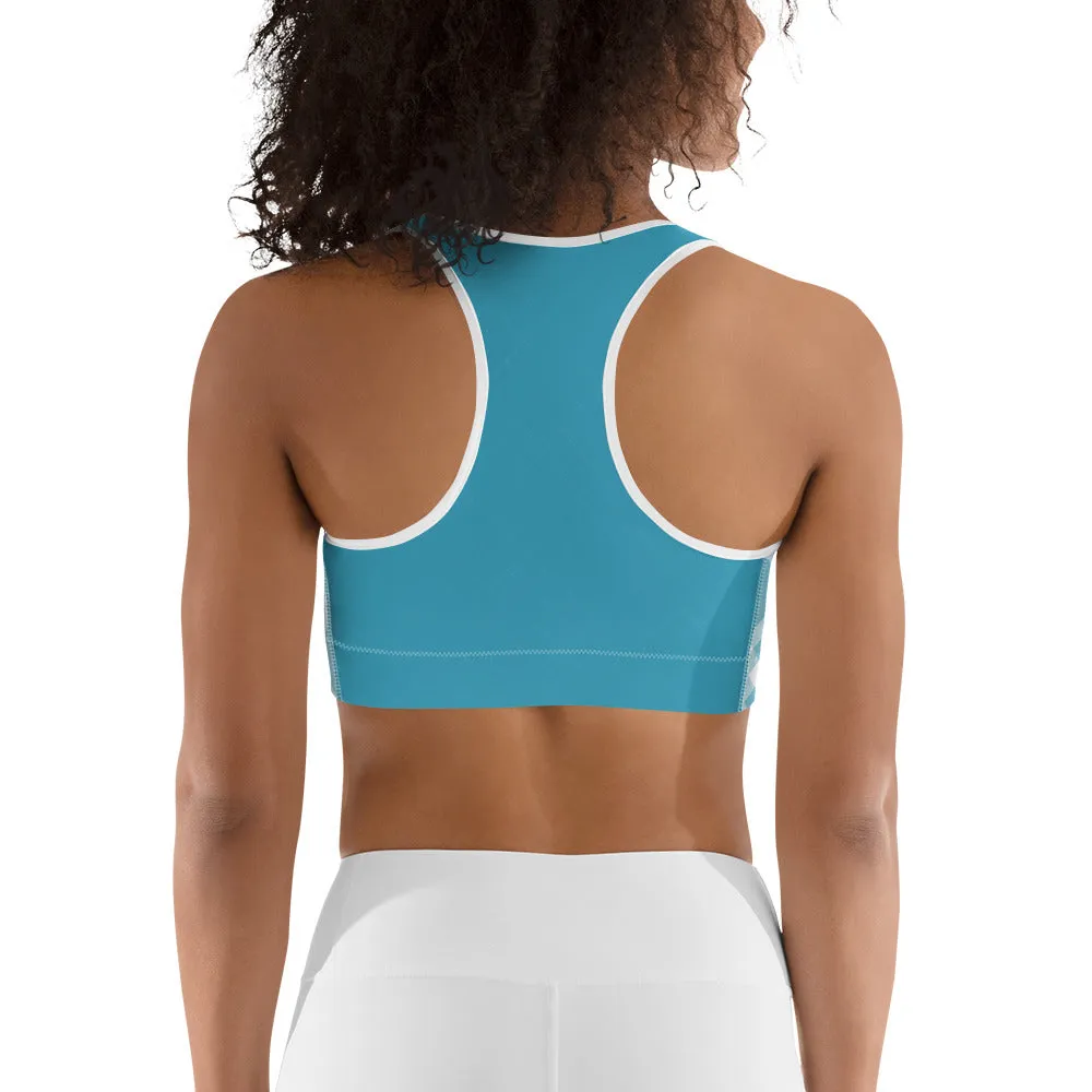 Sports Bra Teal Blue and White Gingham