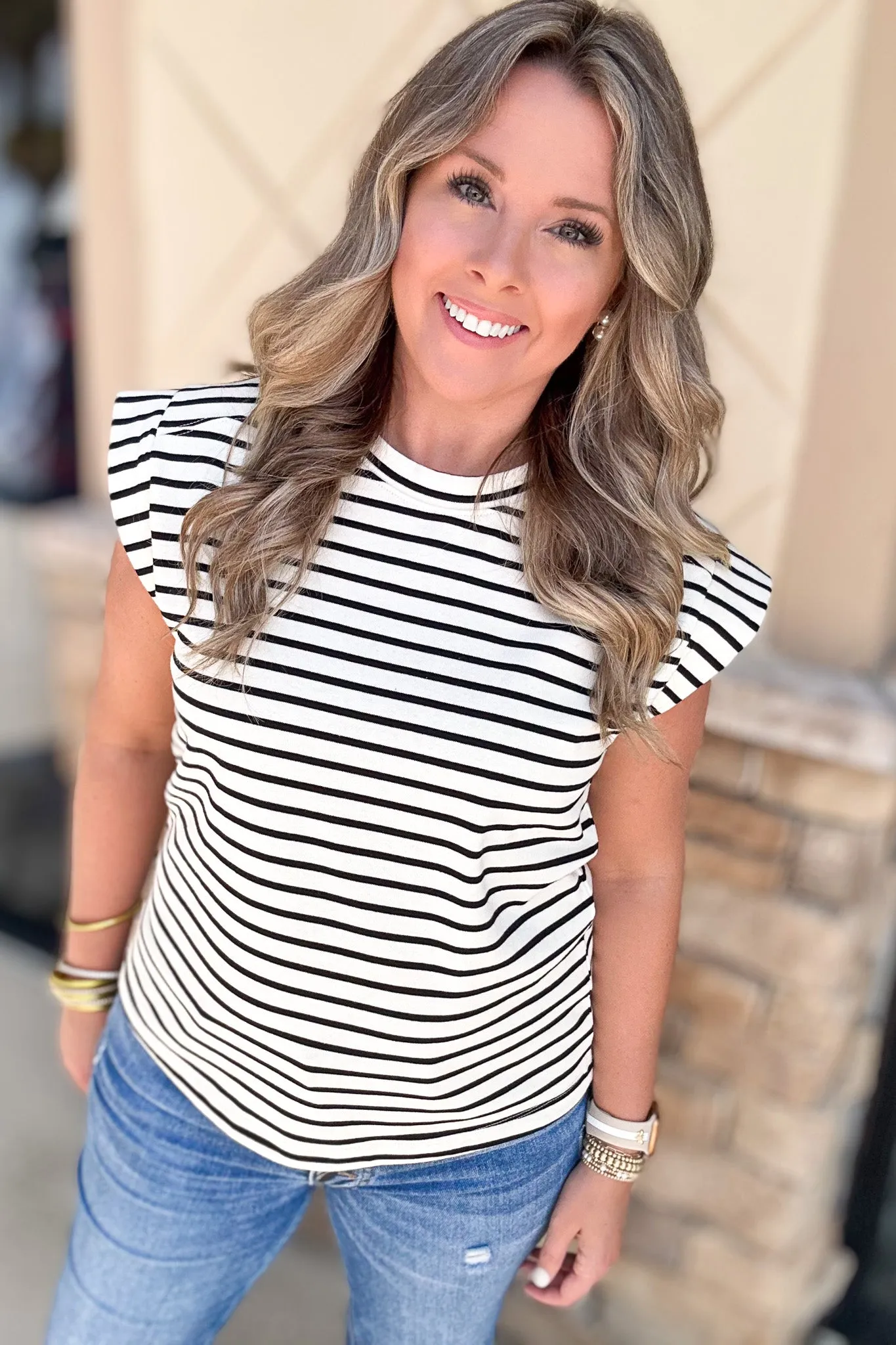 Stripe Rib Cotton T-shirt