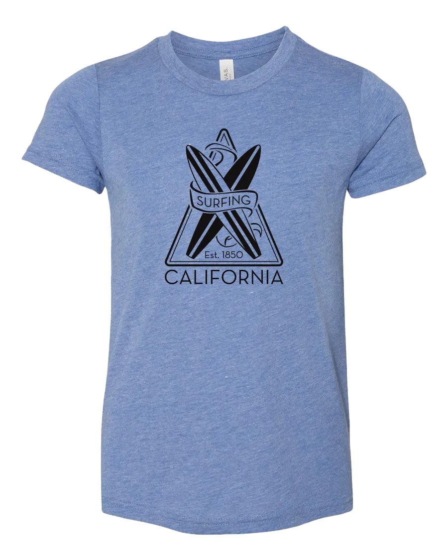 Surfing Cali Youth Tee - Blue Triblend