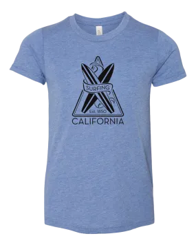 Surfing Cali Youth Tee - Blue Triblend