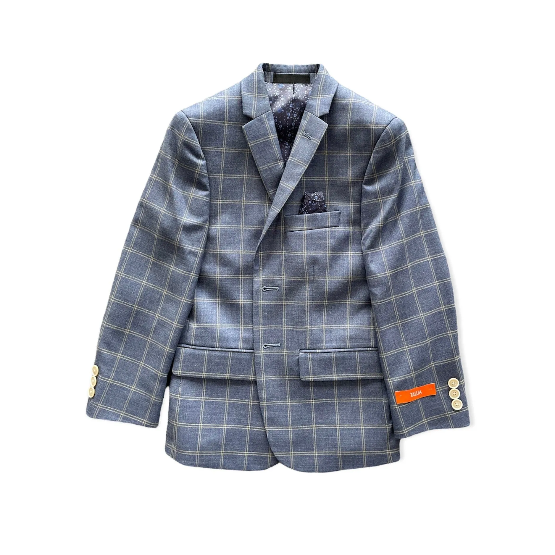 Tallia Boys Light Blue Denim Windowpane Sports Jacket XZ0034