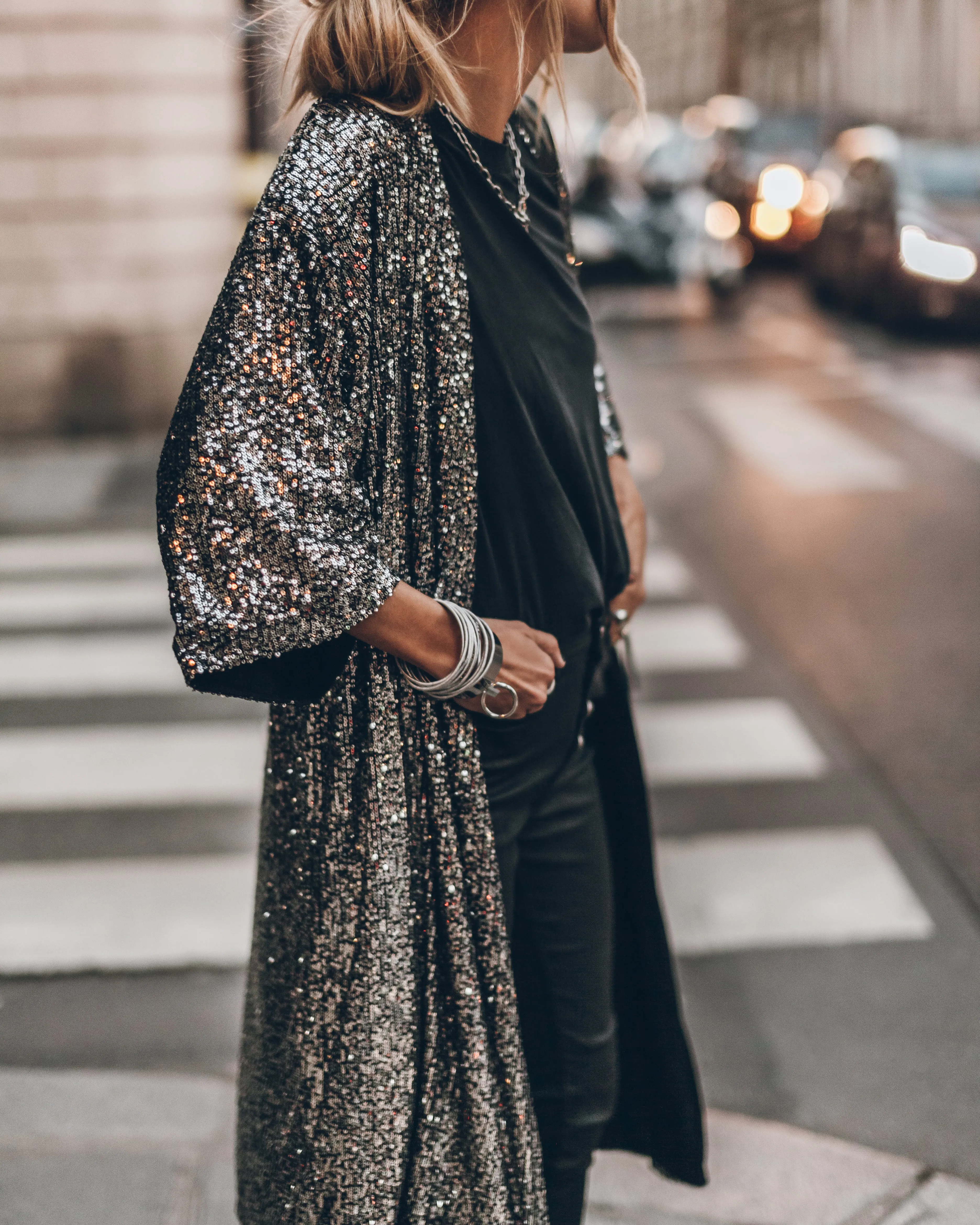 The Dark Sequin Kimono