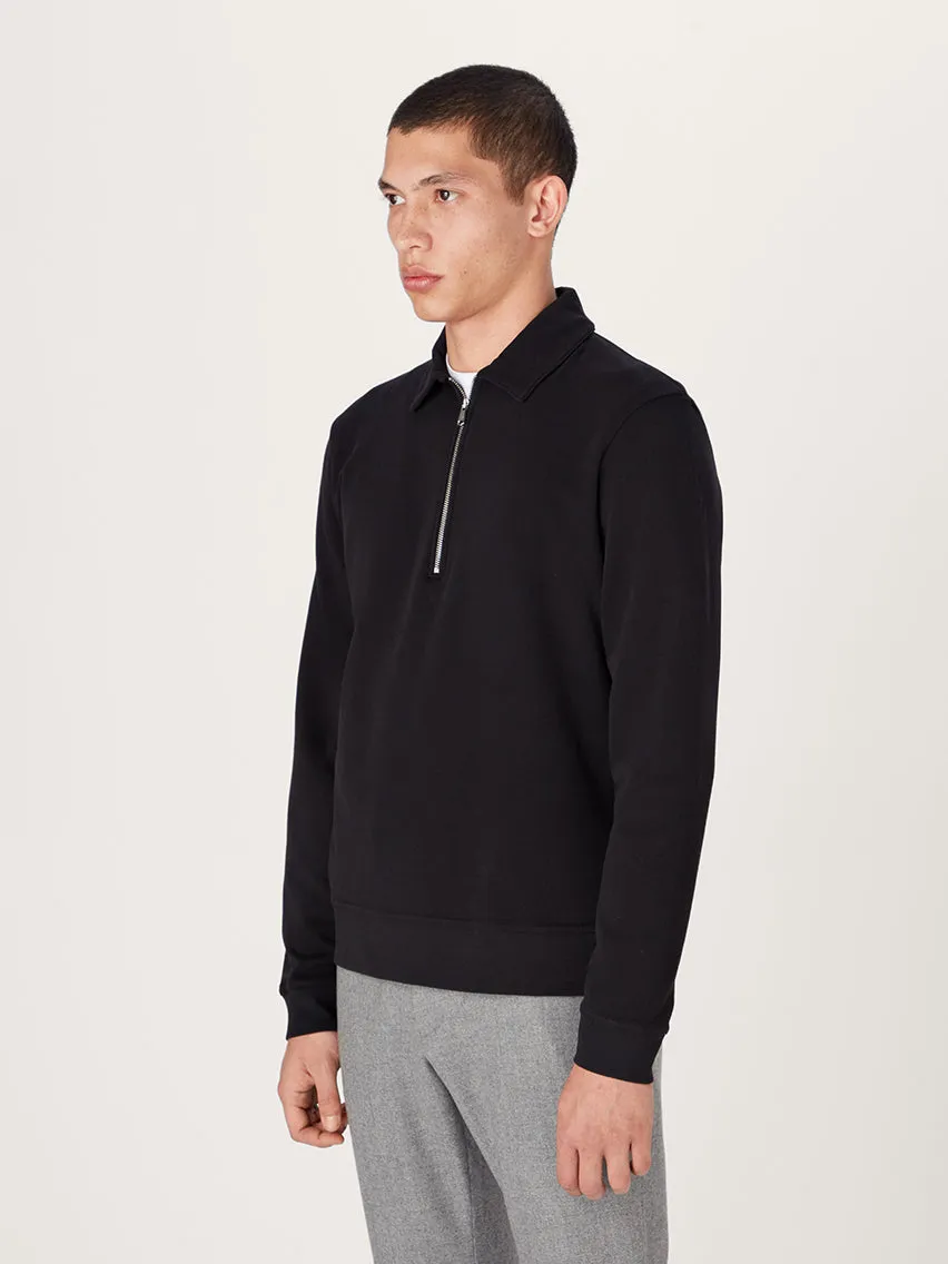 The Easy Zip Sweatshirt || Black | Organic Cotton