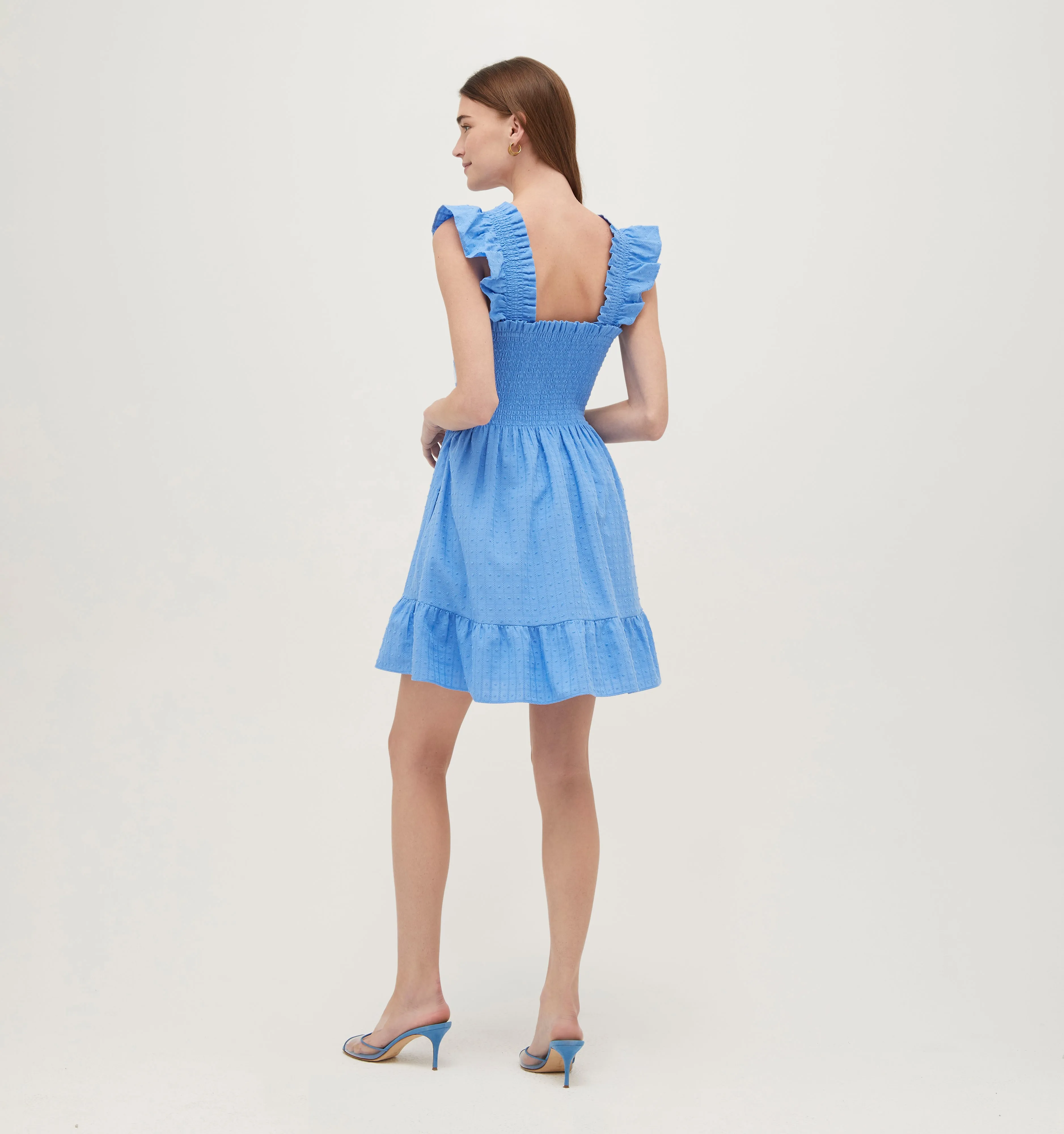 The Elizabeth Nap Dress - Hydrangea Blue Textured Clip Dot