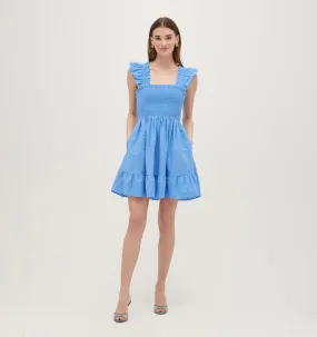 The Elizabeth Nap Dress - Hydrangea Blue Textured Clip Dot