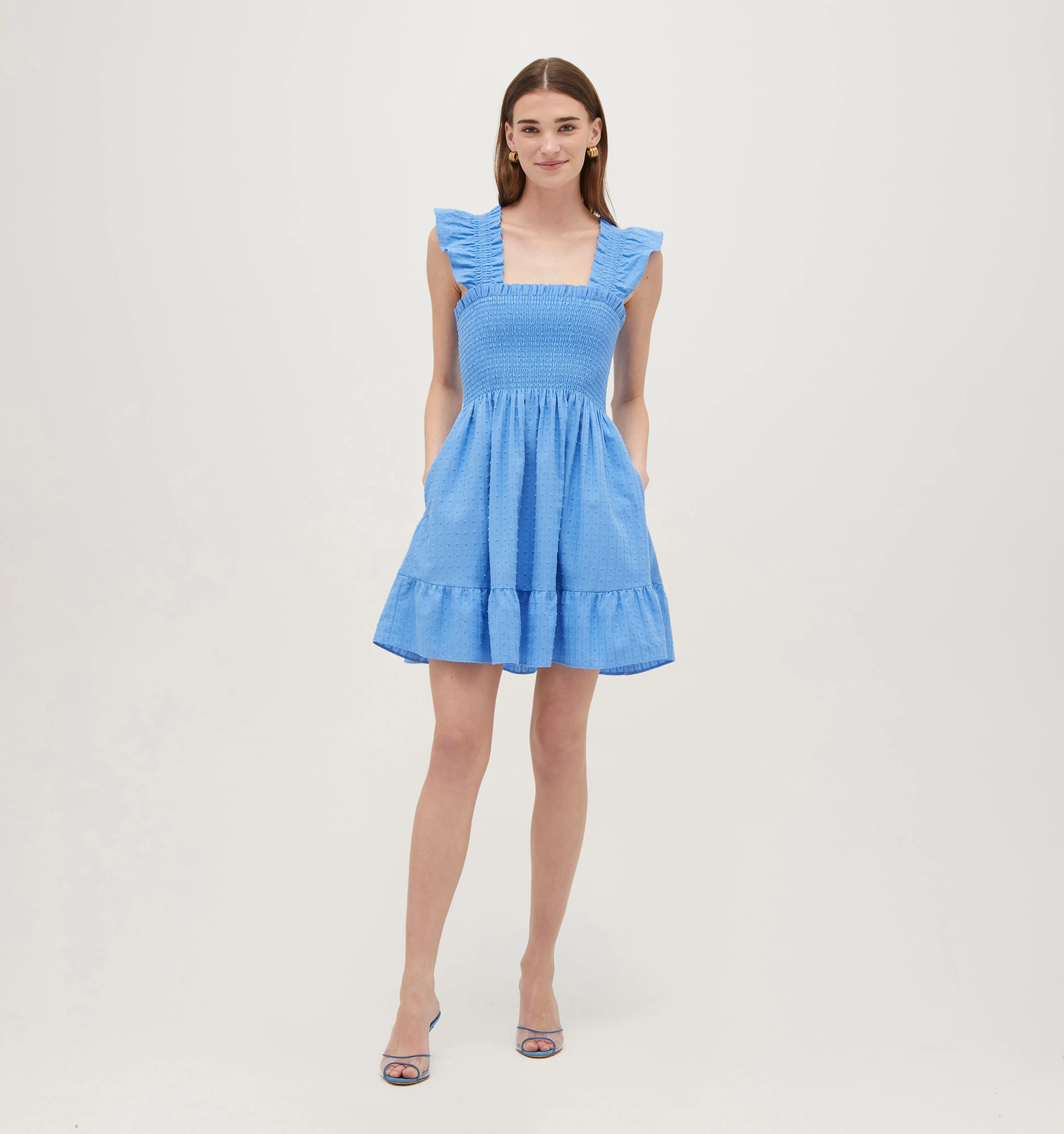 The Elizabeth Nap Dress - Hydrangea Blue Textured Clip Dot