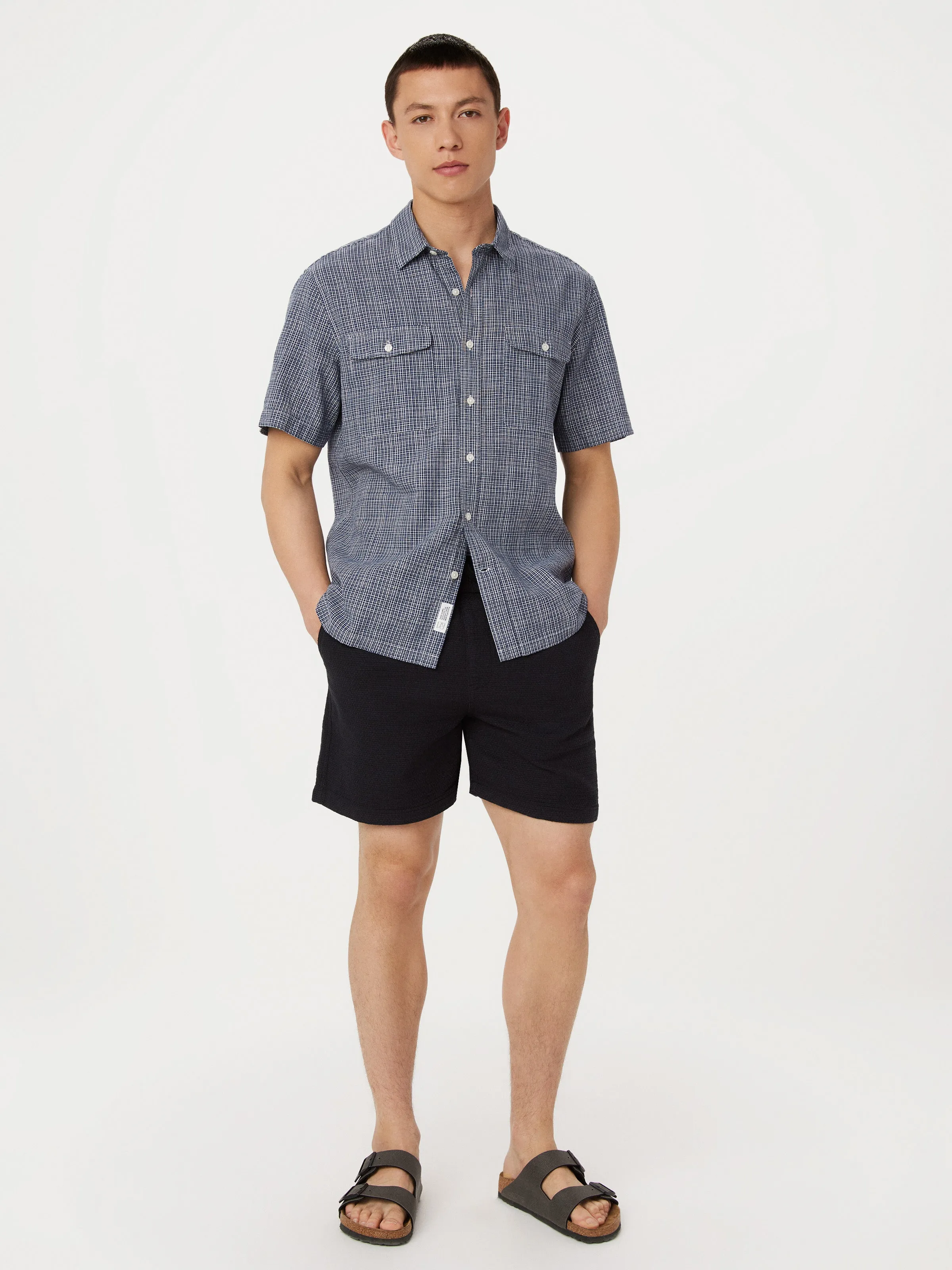 The Short Sleeve Hemp Shirt in Navy