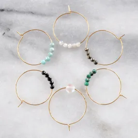 Tiny Gemstone Hoop Earrings