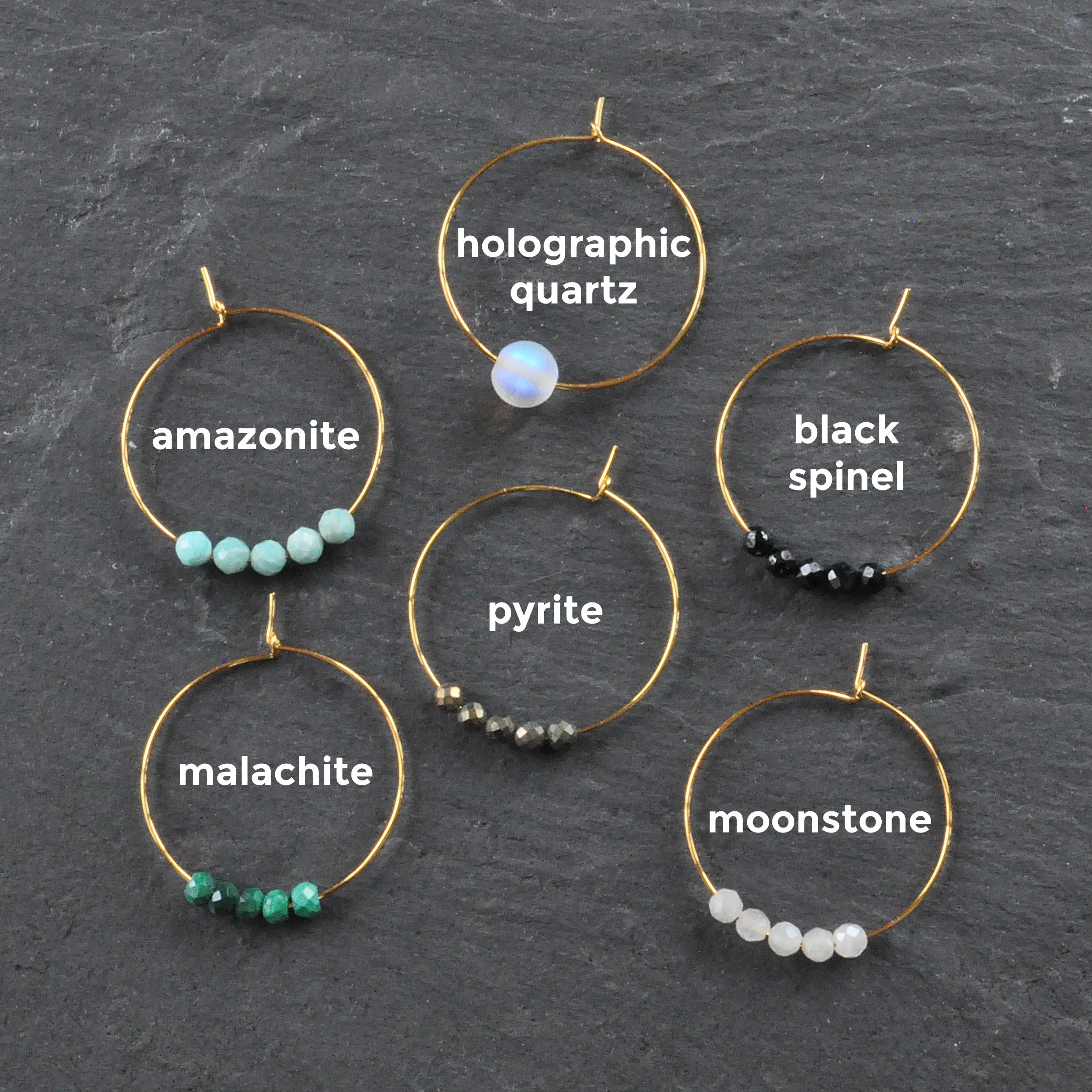 Tiny Gemstone Hoop Earrings