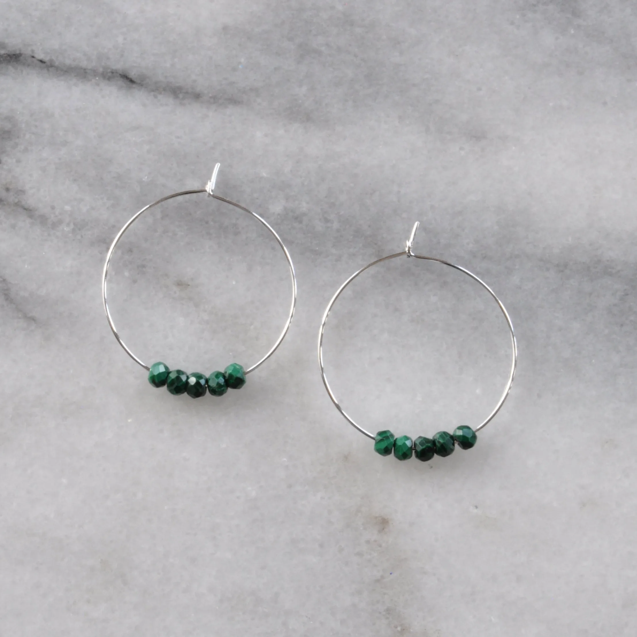 Tiny Gemstone Hoop Earrings