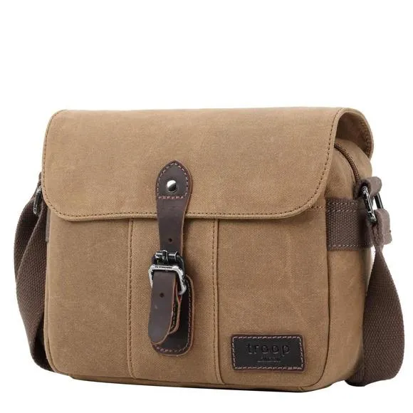 Troop London Heavy Wax Cotton Canvas Shoulder Bag | Camel