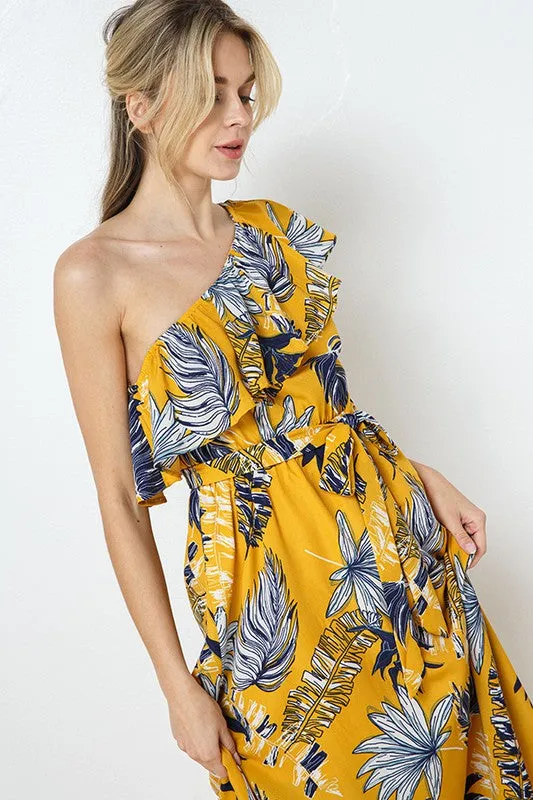 Tropical Mood One Shoulder Maxi Dress