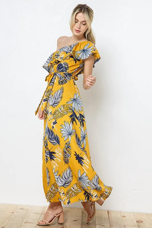 Tropical Mood One Shoulder Maxi Dress