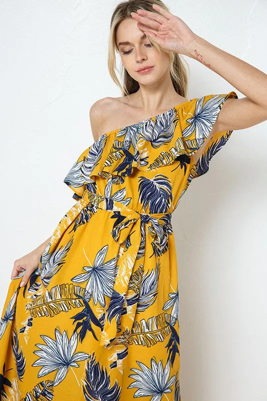 Tropical Mood One Shoulder Maxi Dress